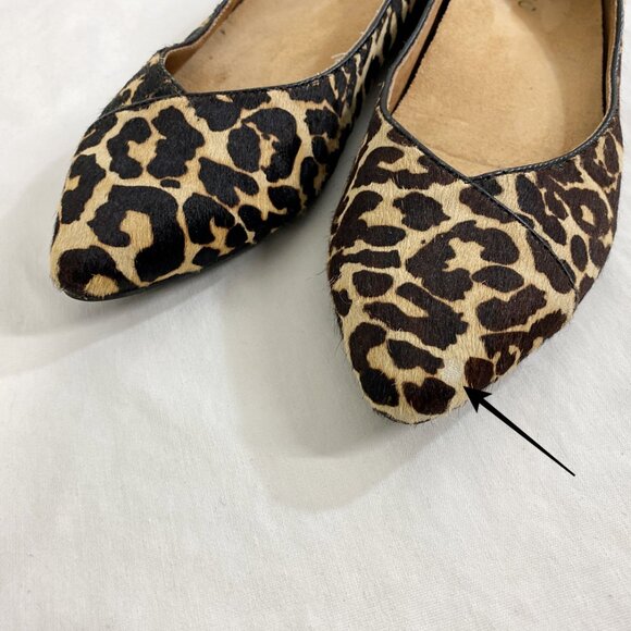 Vionic Leopard Print Calf Hair Ballet Flat Pointy Toe Used - Picture 4 of 11